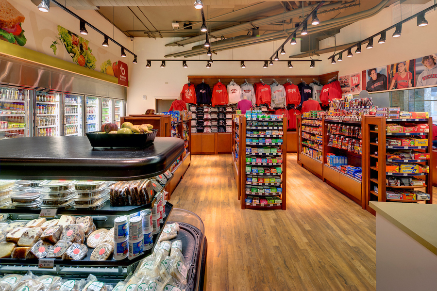 Food, apparel and merchandise on display at Badger Market.